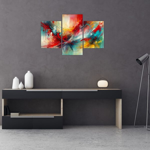 Slika – Apstrakcija s crvenom (90x60 cm)
