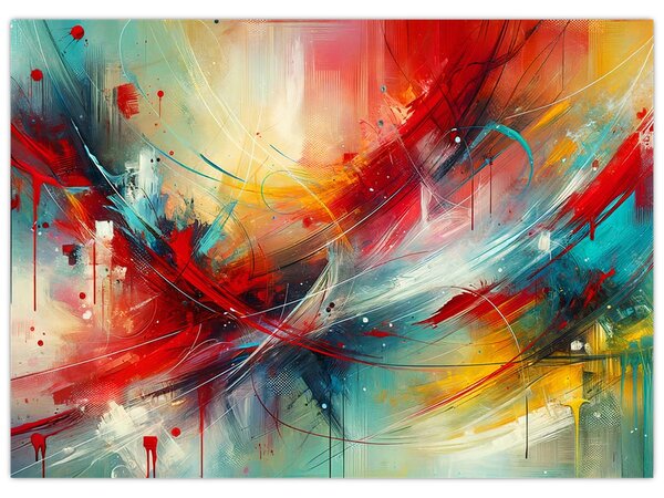 Slika – Apstrakcija s crvenom (70x50 cm)
