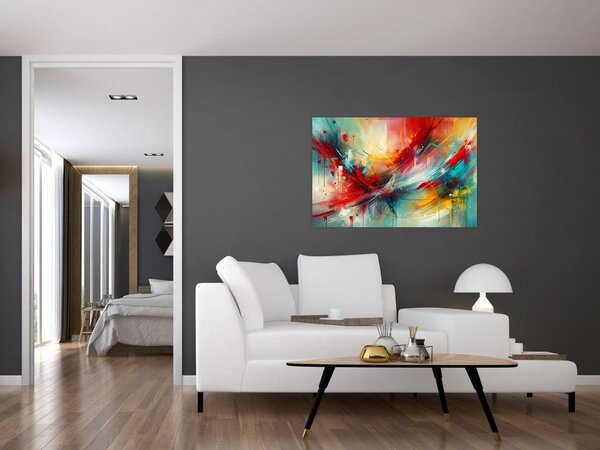 Slika – Apstrakcija s crvenom (90x60 cm)