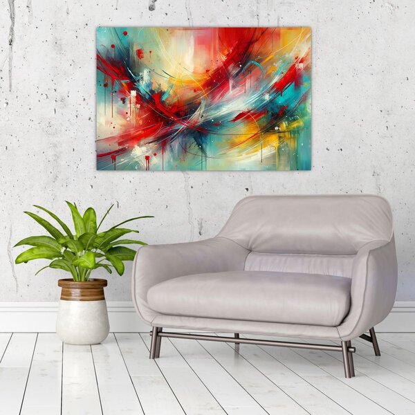Slika – Apstrakcija s crvenom (90x60 cm)