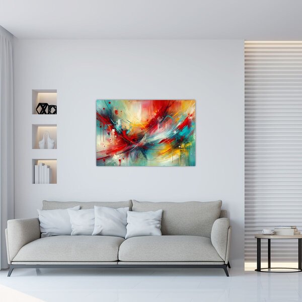 Slika – Apstrakcija s crvenom (90x60 cm)