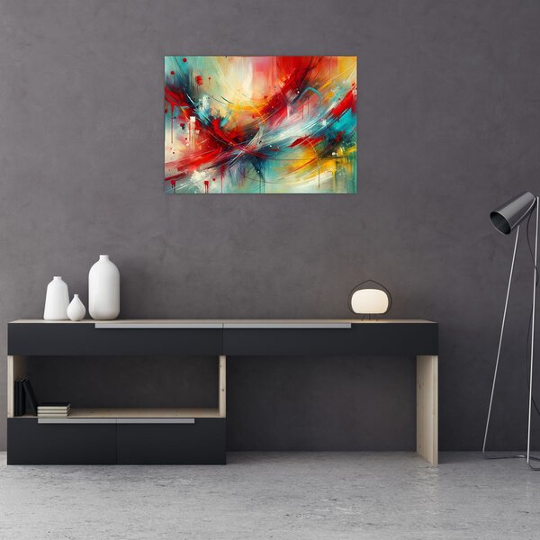 Slika – Apstrakcija s crvenom (70x50 cm)