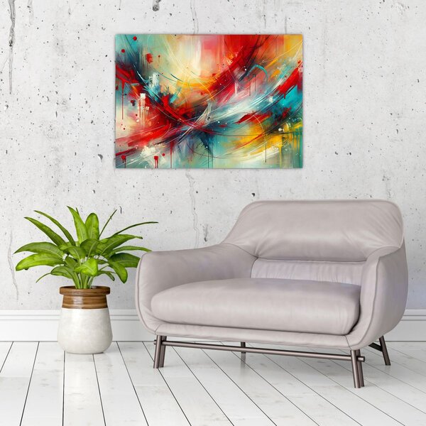 Slika – Apstrakcija s crvenom (70x50 cm)