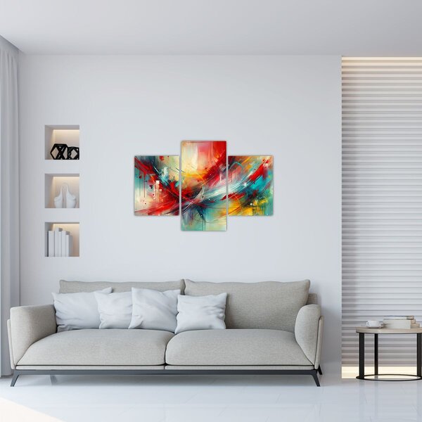 Slika – Apstrakcija s crvenom (90x60 cm)