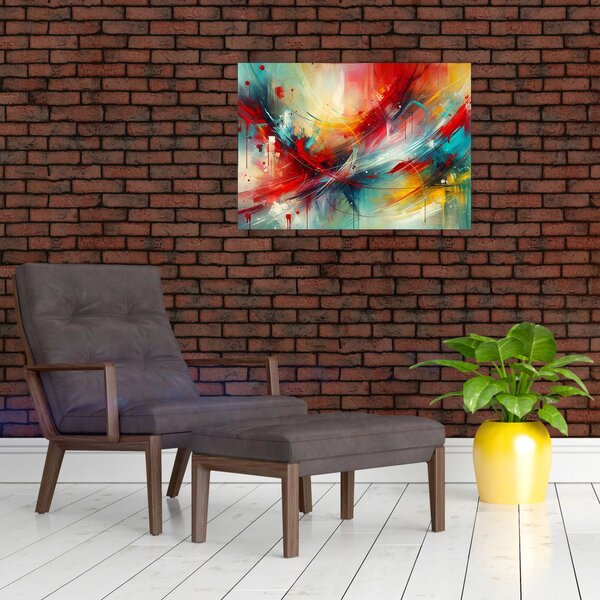 Slika – Apstrakcija s crvenom (70x50 cm)