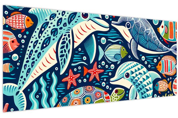 Slika – Crtane vodene životinje (120x50 cm)