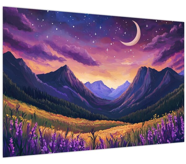 Slika - Ljubičasti krajolik (90x60 cm)