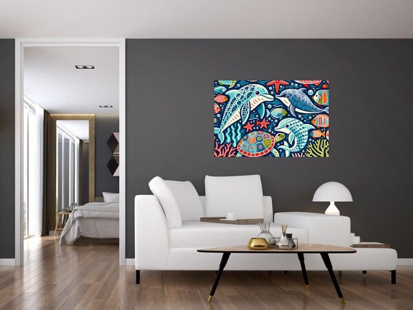 Slika – Crtane vodene životinje (90x60 cm)