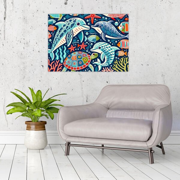 Slika – Crtane vodene životinje (70x50 cm)