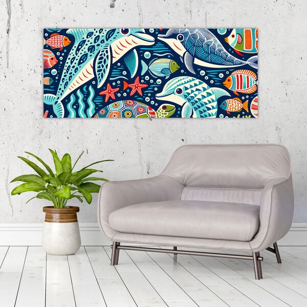 Slika – Crtane vodene životinje (120x50 cm)