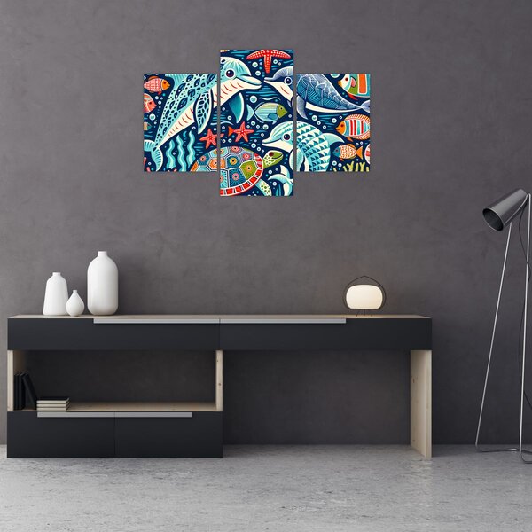 Slika – Crtane vodene životinje (90x60 cm)