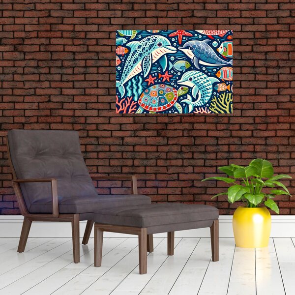 Slika – Crtane vodene životinje (70x50 cm)