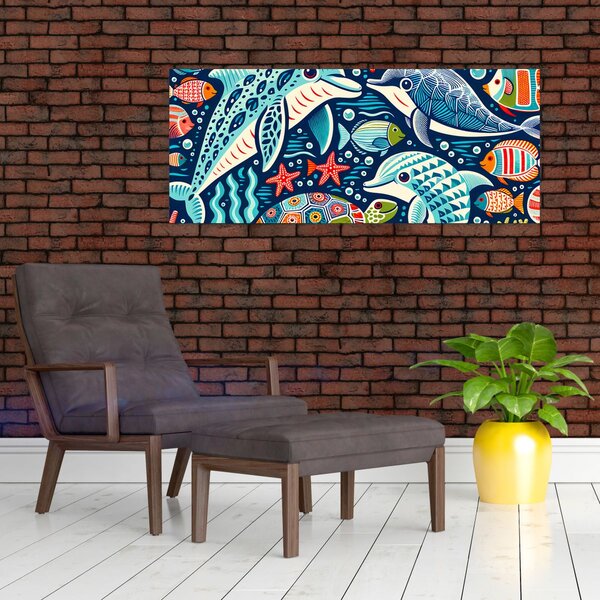 Slika – Crtane vodene životinje (120x50 cm)