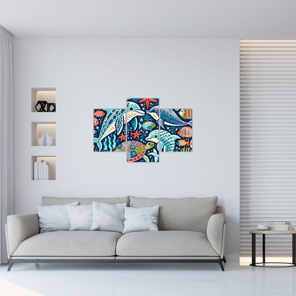 Slika – Crtane vodene životinje (90x60 cm)