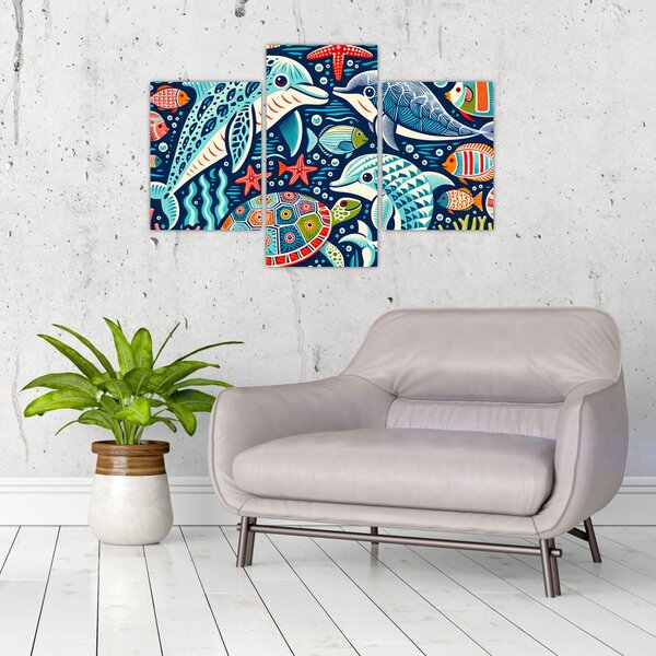 Slika – Crtane vodene životinje (90x60 cm)