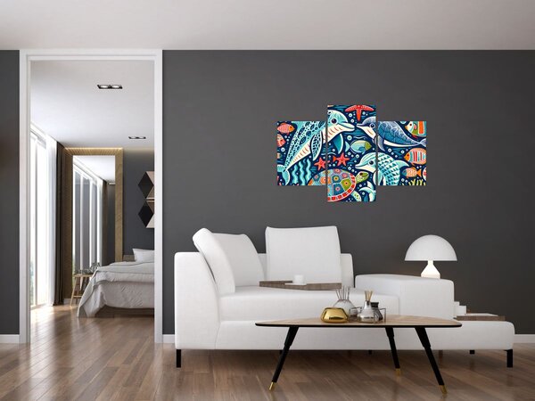 Slika – Crtane vodene životinje (90x60 cm)