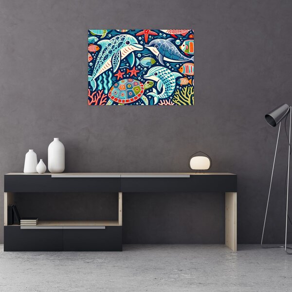 Slika – Crtane vodene životinje (70x50 cm)