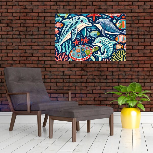 Slika – Crtane vodene životinje (90x60 cm)