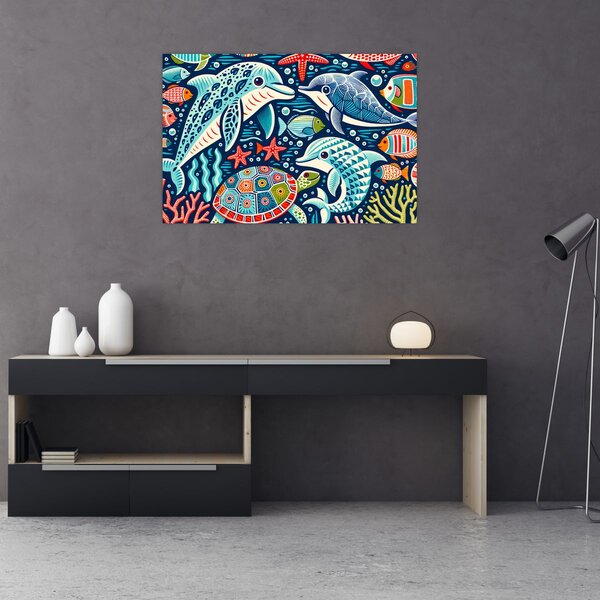 Slika – Crtane vodene životinje (90x60 cm)