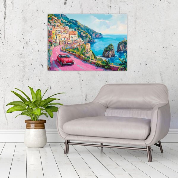 Slika - Ružičasta cesta uz obalu (70x50 cm)