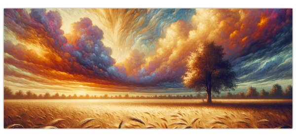 Slika – Drvo na polju (120x50 cm)