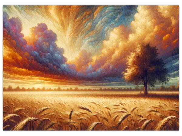 Slika – Drvo na polju (70x50 cm)