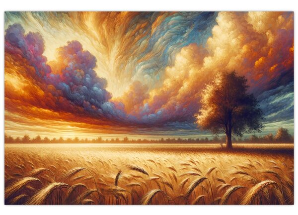 Slika – Drvo na polju (90x60 cm)