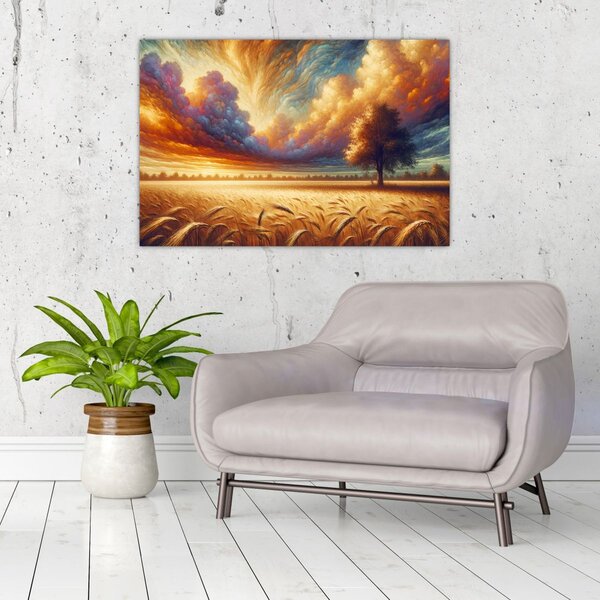 Slika – Drvo na polju (90x60 cm)