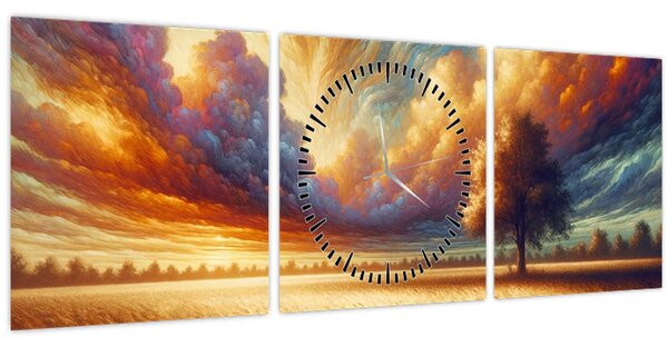 Slika – Drvo na polju (sa satom) (90x30 cm)