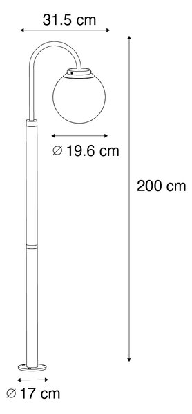 Moderna lampa crna s prozirnim staklom 200 cm IP44 - Sfera