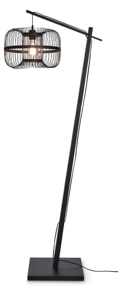 Crna stojeća svjetiljka s bambusovim sjenilom (visina 150 cm) Hokkaido – Good&Mojo