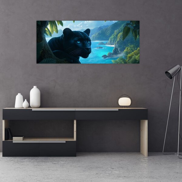 Slika - Crni panter u džungli (120x50 cm)