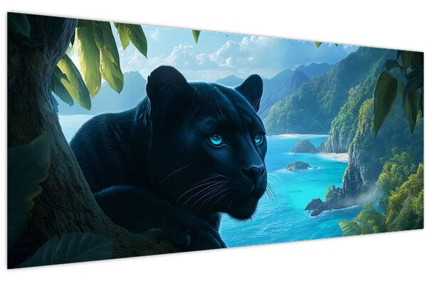 Slika - Crni panter u džungli (120x50 cm)