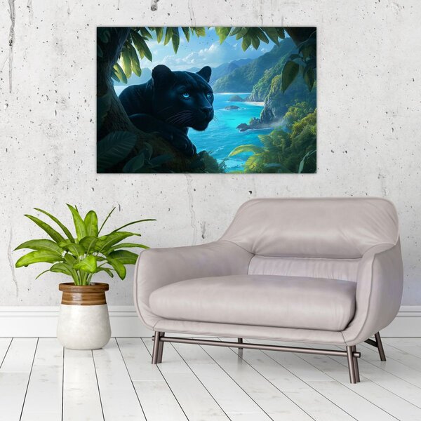 Slika - Crni panter u džungli (90x60 cm)