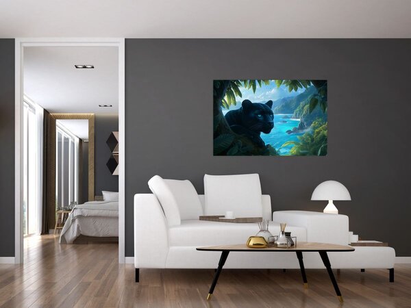 Slika - Crni panter u džungli (90x60 cm)