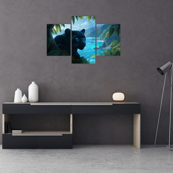 Slika - Crni panter u džungli (90x60 cm)