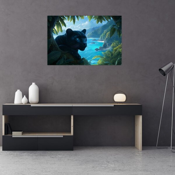 Slika - Crni panter u džungli (90x60 cm)