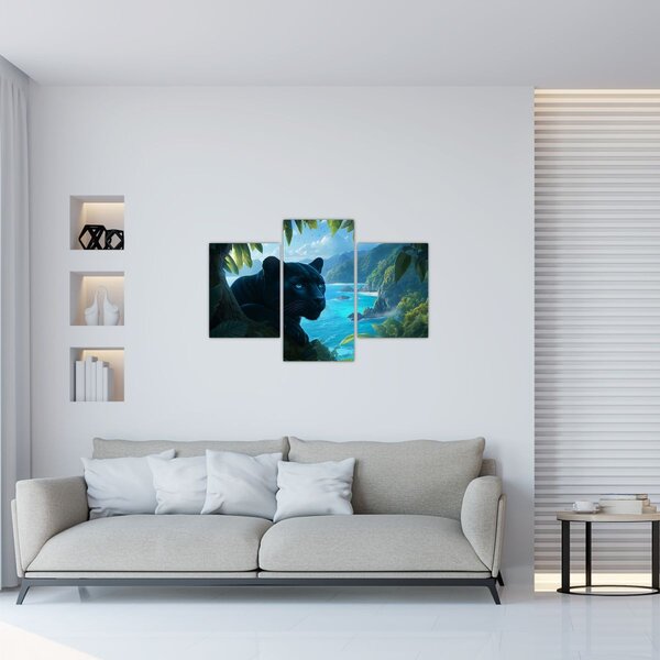 Slika - Crni panter u džungli (90x60 cm)