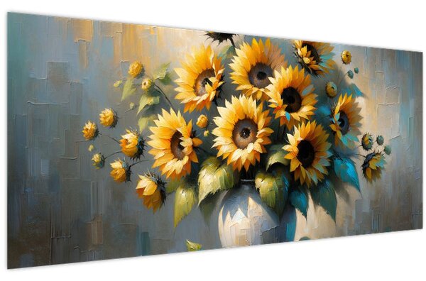 Slika – Vaza sa suncokretima (120x50 cm)