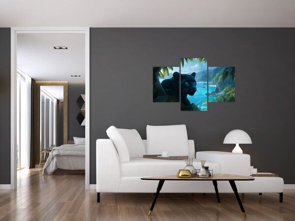Slika - Crni panter u džungli (90x60 cm)
