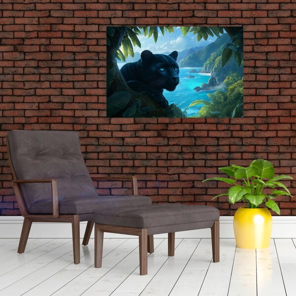 Slika - Crni panter u džungli (90x60 cm)