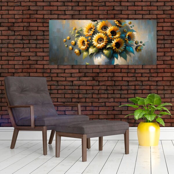 Slika – Vaza sa suncokretima (120x50 cm)