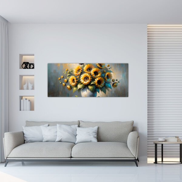 Slika – Vaza sa suncokretima (120x50 cm)