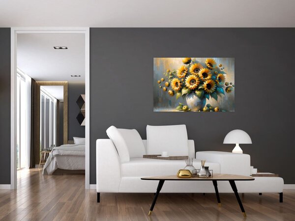 Slika – Vaza sa suncokretima (90x60 cm)