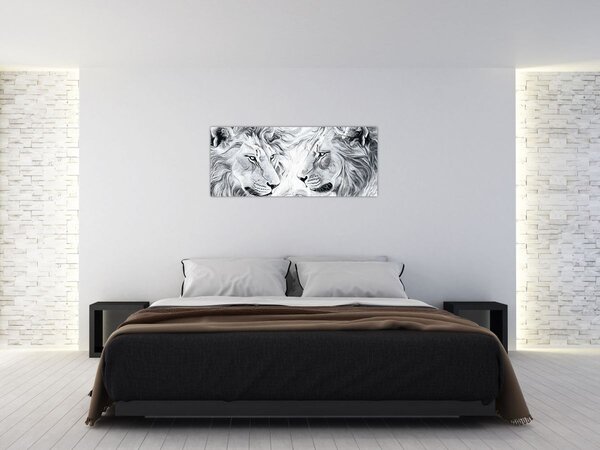Slika - Nacrtane glave lavova (120x50 cm)