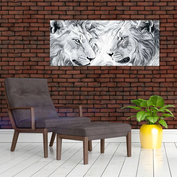 Slika - Nacrtane glave lavova (120x50 cm)