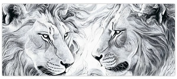 Slika - Nacrtane glave lavova (120x50 cm)