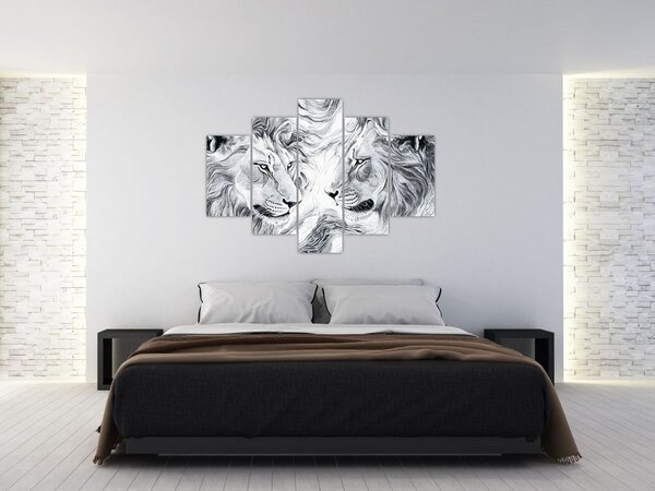 Slika - Nacrtane glave lavova (150x105 cm)