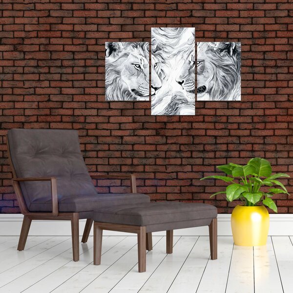 Slika - Nacrtane glave lavova (90x60 cm)