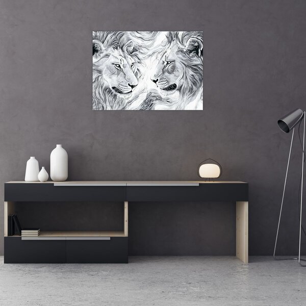 Slika - Nacrtane glave lavova (70x50 cm)